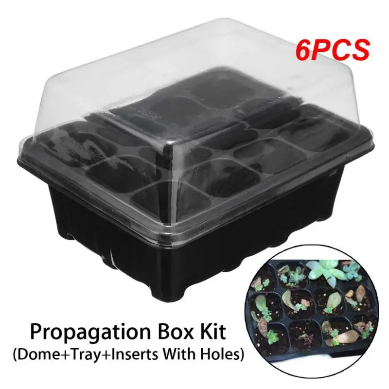 

6PCS Hole Seedling Trays Seed Starter Plant Flower Grow Box Propagation For Gardening Grow Starting Germination Box With Lids