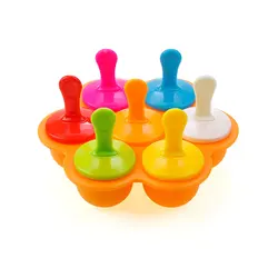 Silicone Ice Cream Pop Maker - Portable DIY Popsicle Mould for Baby Food & Fruit Shakes (Orange)