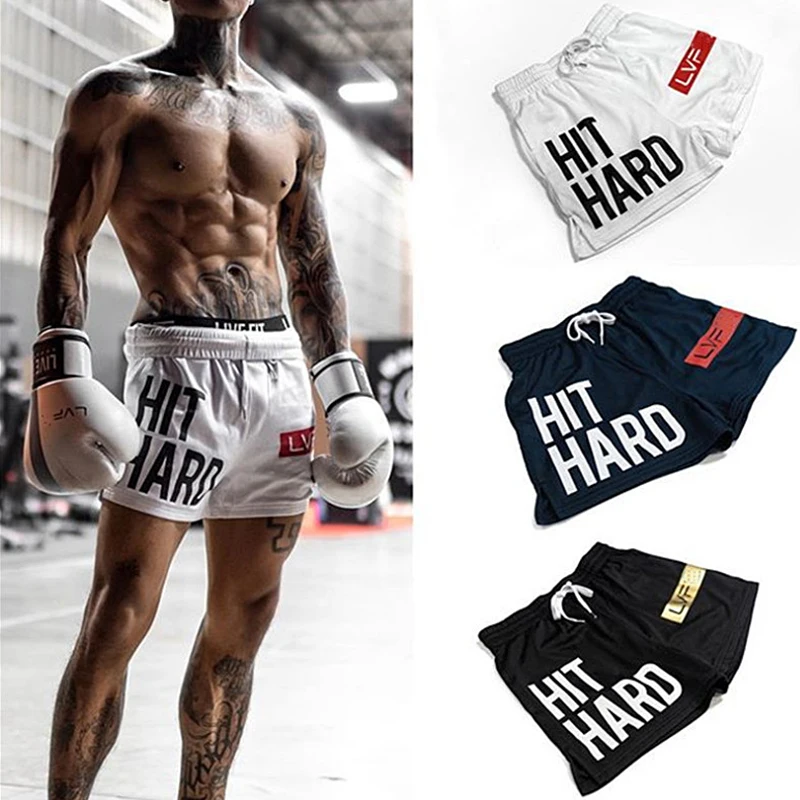 Men's Muscle Fitness Sports Shorts Quick Drying Breathable Short Pants Summer Running Training Male Workout Boxing Casual Shorts 2