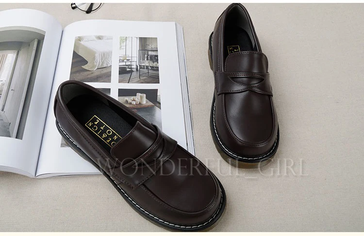 Neue japanische Studentenuniformschuhe Cosplay Lolita Plattformschuhe für Frauen/Mädchen Schwarz/Braun Größe 35-40 19