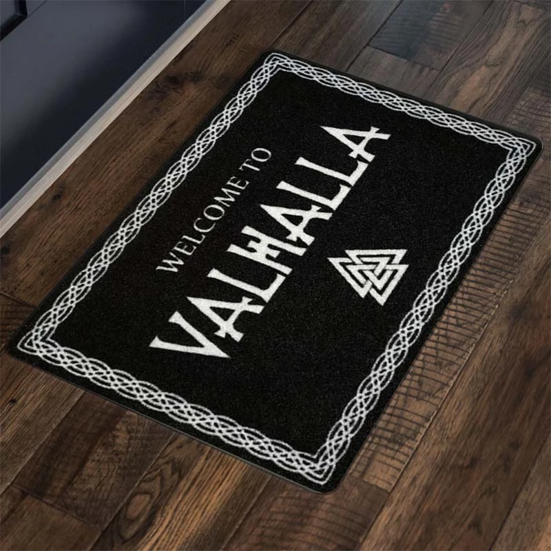 Floor Mat Old Norse Welcome Doormat Norse Pagan Rustic Viking Pagan Home Decor Asatru Wikinger Vikings Mat Welcome To Valhalla Black Mat