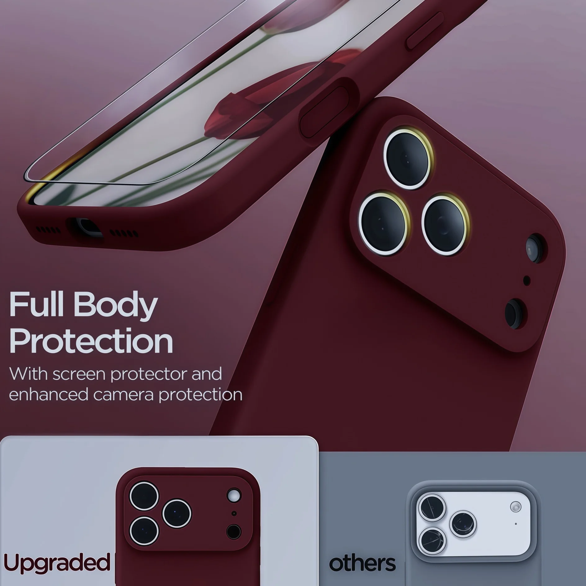 Elegant Shockproof Protective Silicone Phone Case - Solid Color Design