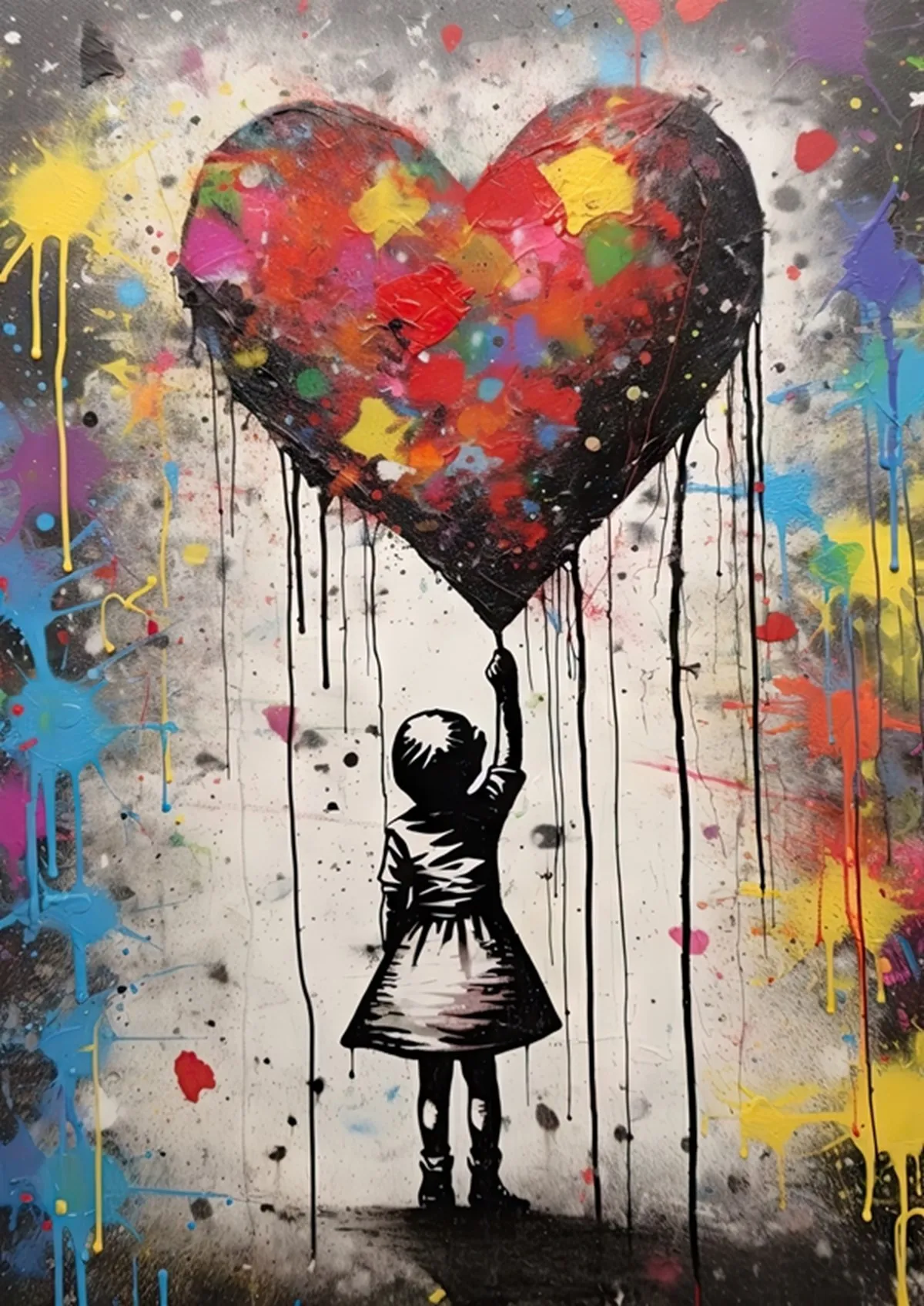Vibrant Urban Graffiti Canvas Art: Boy with Balloon by Banksy - Modern Wall Decor
