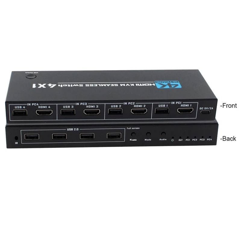 4K 4x1 KVM 심리스 스위치 HDMI 멀티뷰어 1+3 2 3 4 화면을 하나의 모니터에 표시, 4대의 노트북 PC 마우스 키보드 모니터 공유