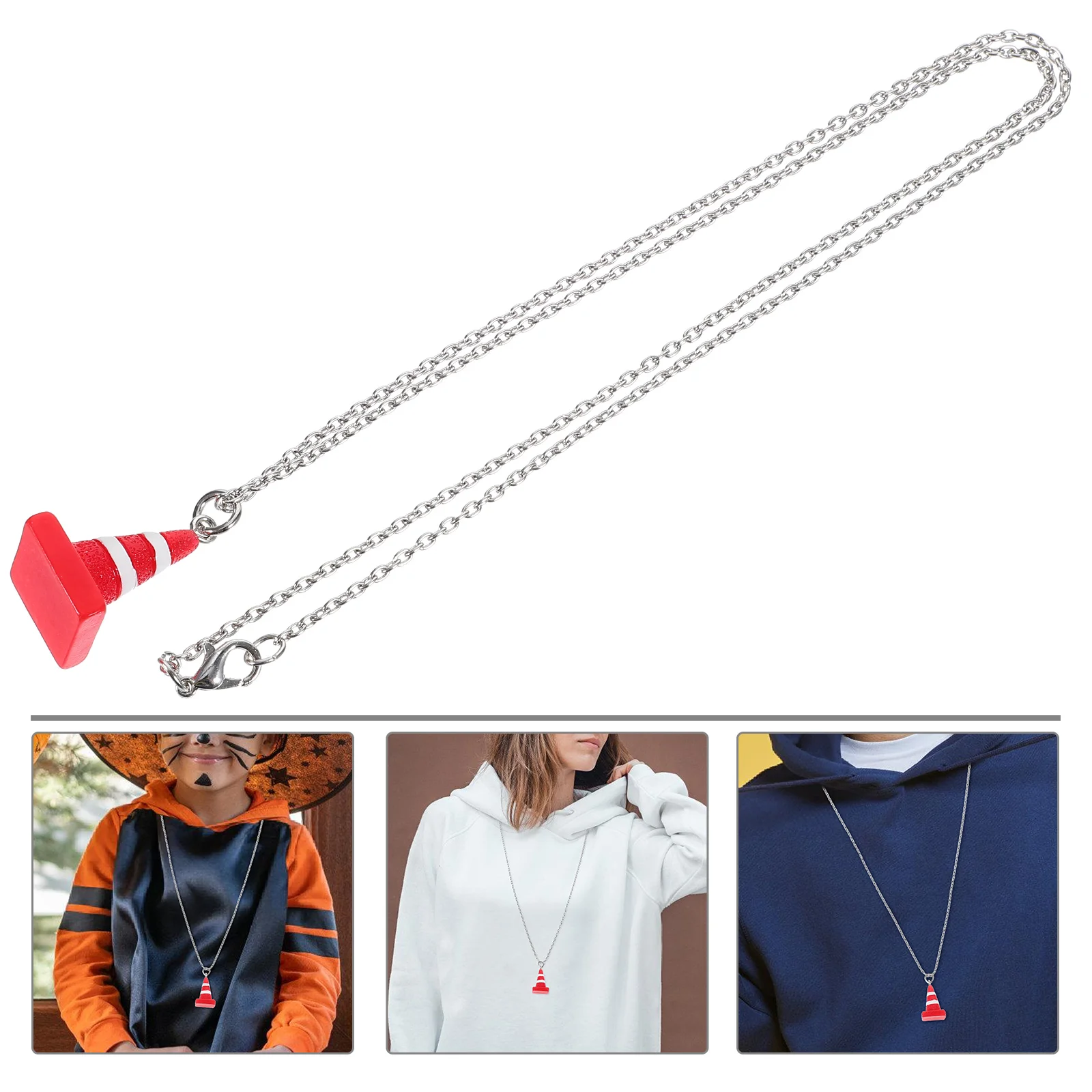 

Traffic Cone Pendant Jewelry Neck Conical Necklaces For Women Unique Resin Gift