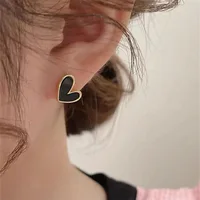 S925 Silver Needle New Love Design Sense Unique Small Group Earrings Simple Black Women's Ear Jewelry Wholesale And Retail - Image 2