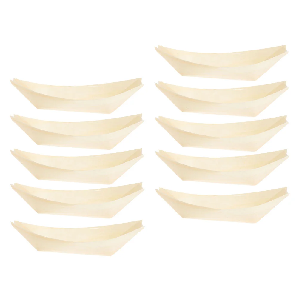 

Boat Sushi Plates Wood Tray Food Disposable Snack Serving Bowl Plate Paper Trays Container Boats Wooden Small Leaf Cheese