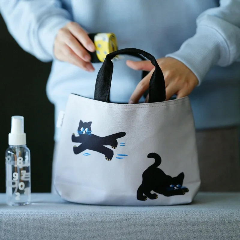 Handbag Simple Style All-match Canvas Large Capacity Bento Bag Students Cute Portable Lightweight Durable Shopping Bag for Women