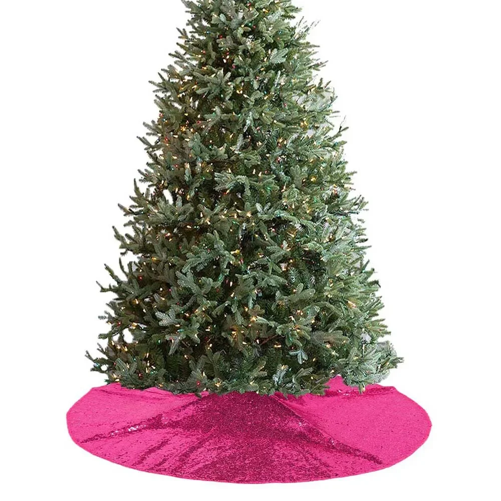 Description Picture 4 of item60/76//90/122cm Christmas Tree Skirt Pearlescent Sequin Glitter Xmas Tree Mats Blanket Floor Cover Carpet Floor Mat