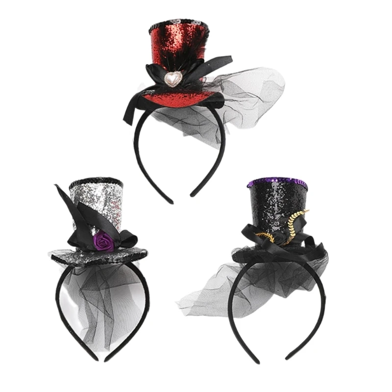 

French Fascinator Pillbox Top Hat with Glitter for Opera Cocktail Tea Party