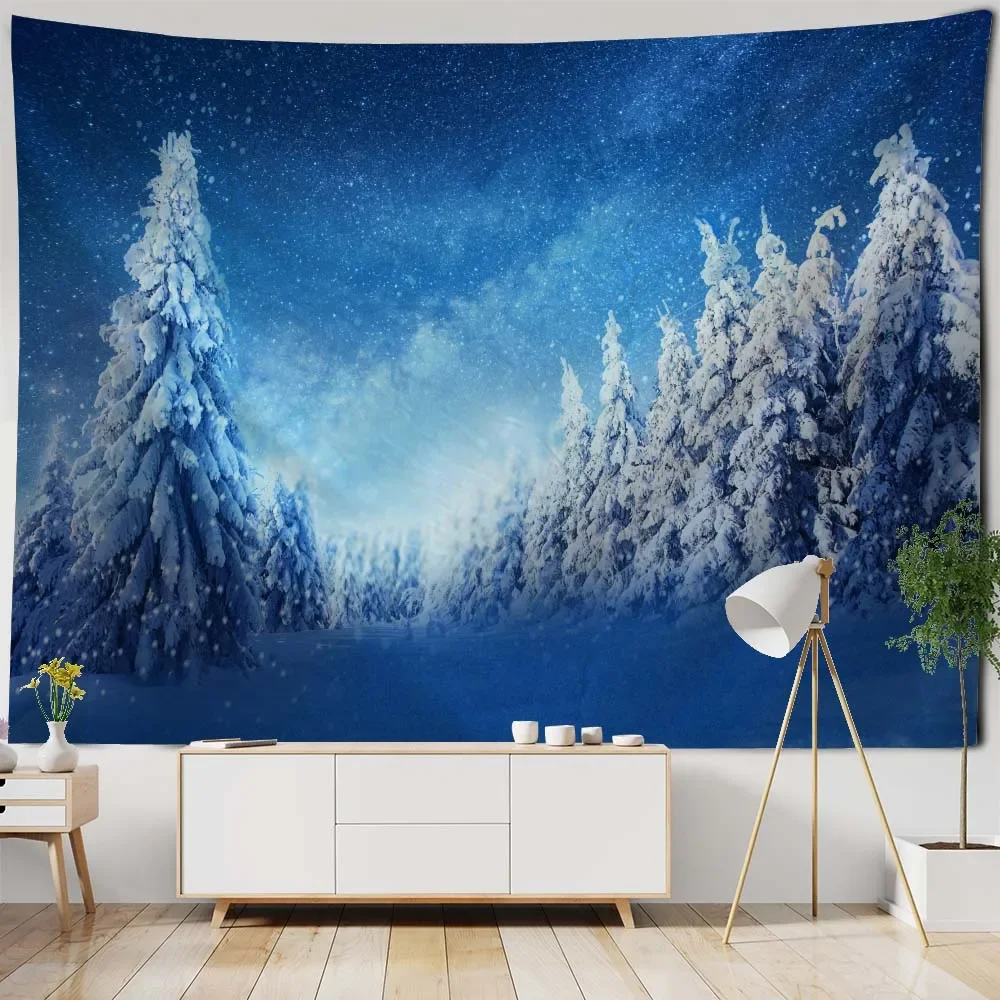 

Forest Snowscape Tapestry Wall Hanging Kawaii Room Decoration Natural Landscape Home Wall Decoration Dream Aesthetic Decoration