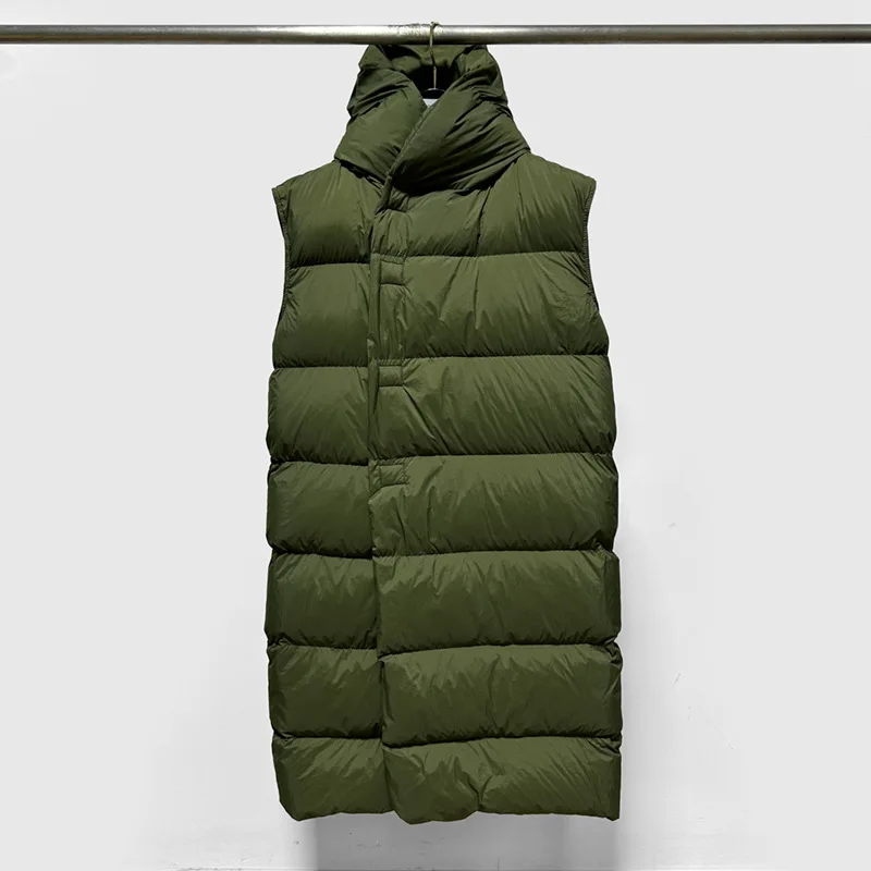 

RO Dark Men's Cotton Jacket Buckle Women's Sleeveless Down Jacket Vest Men's Coat Hooded Coat