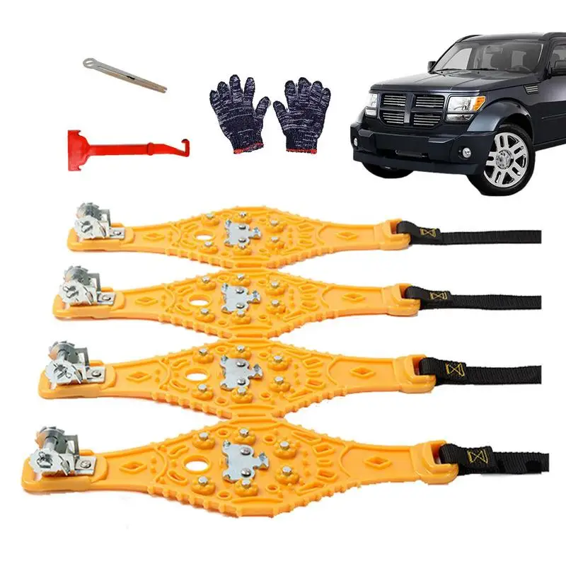 

Tire Snow Chains Universal Anti-Skid Chains 4Pcs Automotive Safety Traction Chains Winter Automotive Supplies For Car Minivans