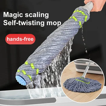 Automatic Self Wringing Lazy Mop Squeeze Hands Free Quick Wring Floor Cleaning Mop Household Cleaning Hardwood Tile Large
