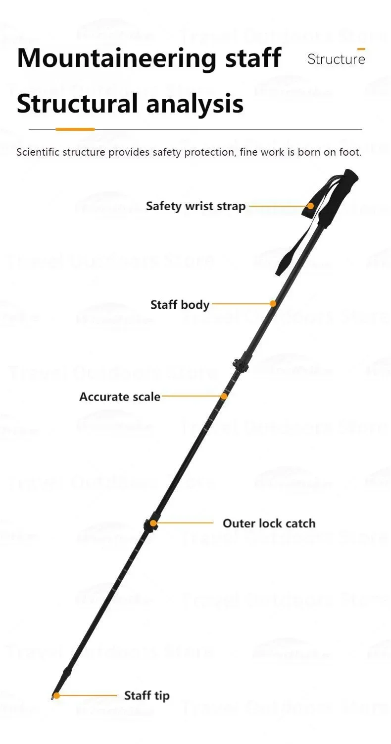 Description Picture 4 of item3F UL GEAR Ultralight Climbing Stick 135cm Carbon Fiberr Aluminum Length Adjustable Portable Trekking Walking Hiking Accessories