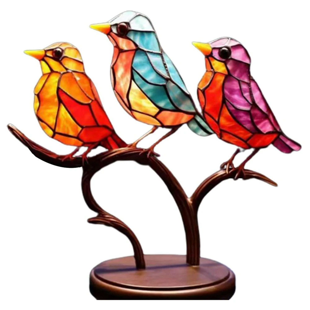 1PC Bird Statue Ornaments Desktop Metal Bird Figurine For Home Decor Gift Metal Birds on Branch Desktop Ornaments