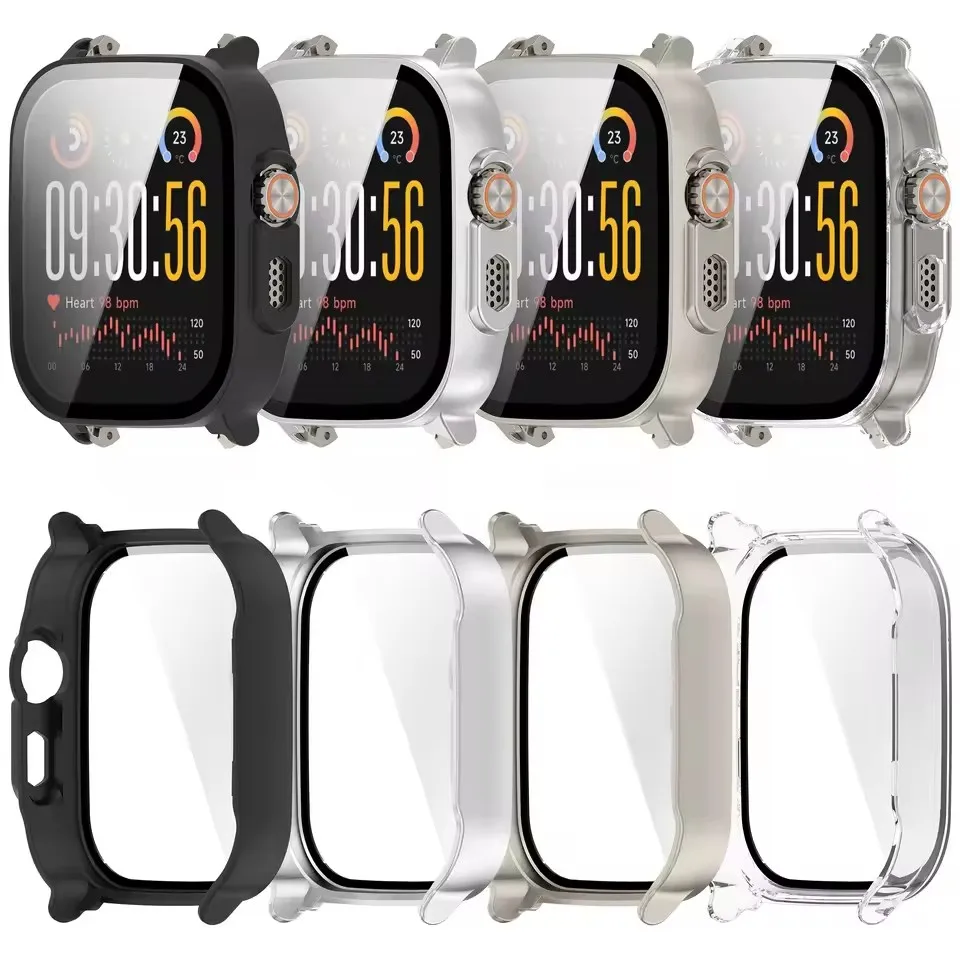 Silicone Strap and Tempered Glass Shell with Soft Bracelet Band for Smart Watch - Stylish Protective Accessories