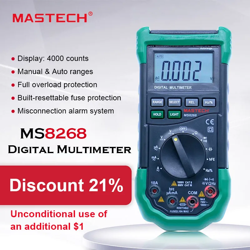 Mastech MS8268 Digital AC/DC Auto/Manual Range Digital Multimeter Meter RioRand RRBESHHYREEUtYUNTY