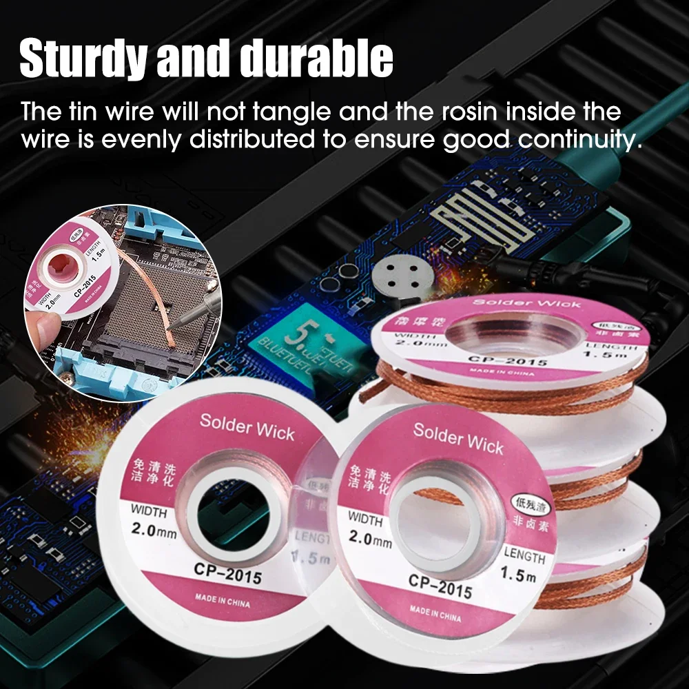 Stoppino Dissaldante 1.5m - Treccia Di Rame Per Rimozione Stagno, Repair Elettronico - Foto 4