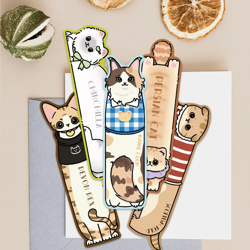 30pcs Cute Cartoon Pets Cats Paper Bookmarks DIY Students Readers Gift Library Office Book Journal Page Markers