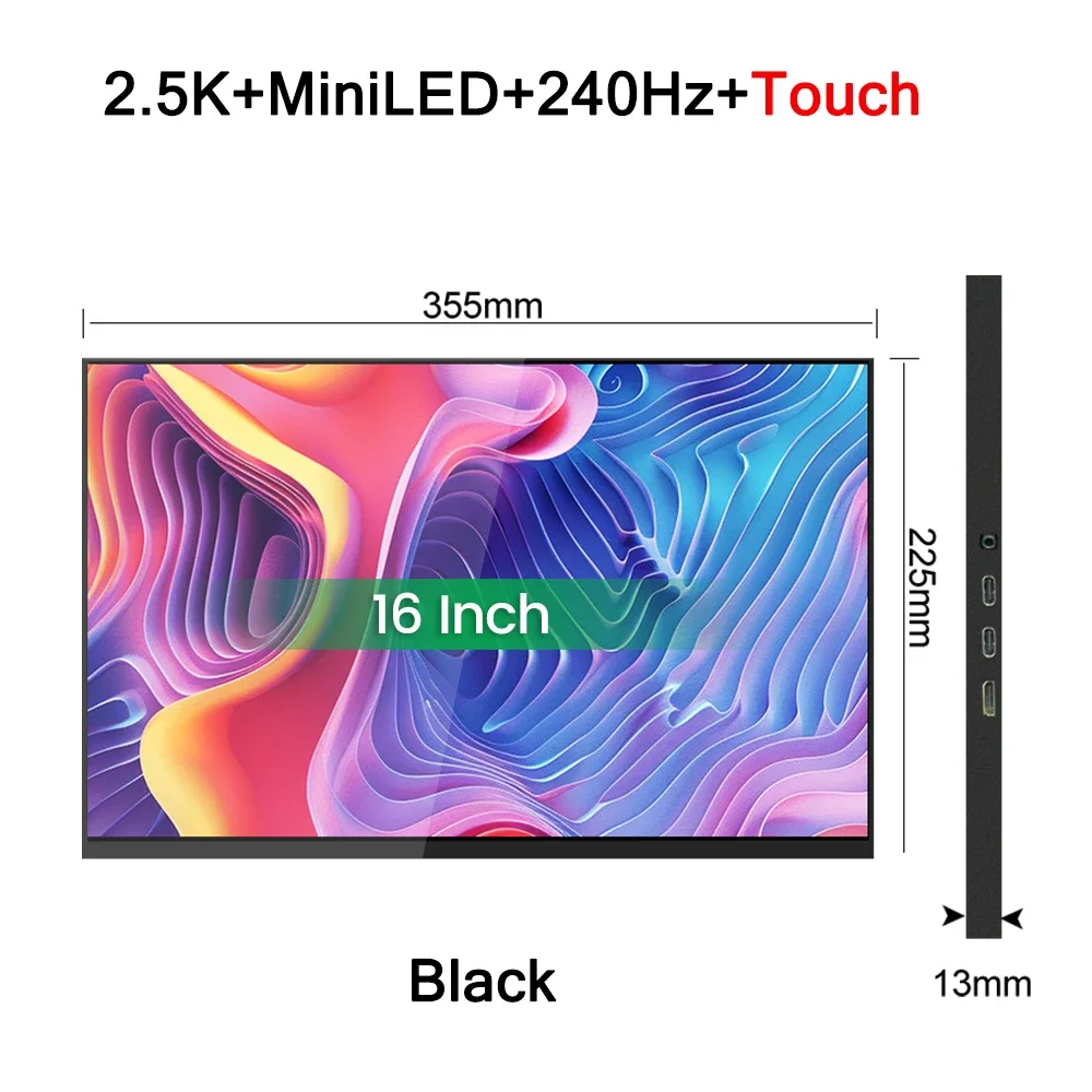 16インチ 2.5K 240Hz MiniLED ポータブルモニター 2560x1600P 1200nit