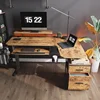 With Keyboard Tray, 61 "L-shaped Electric Adjustable Height Desk, Standing LED with Display, Dual Motor 4
