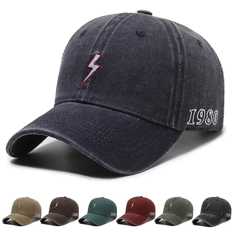 

Summer New Soft Top Baseball Cap Women's Sunscreen Hat Embroidered Lightning Pattern Cap Women's Outdoor Fashion