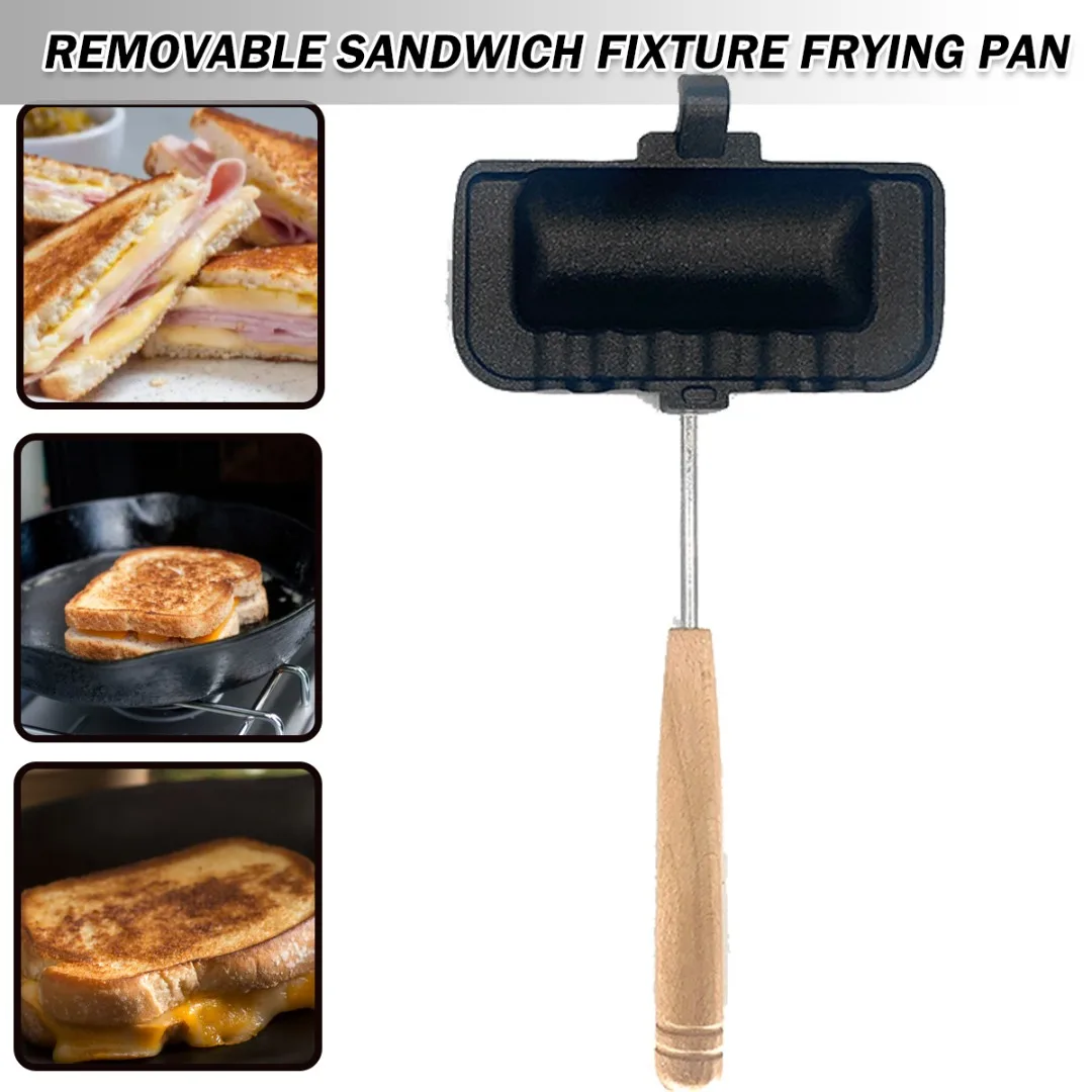 

Non-Stick Sandwich Maker Double-Sided Frying Pan Baking Tool Removable Double End Removable Easy to Use Black Color Brand New
