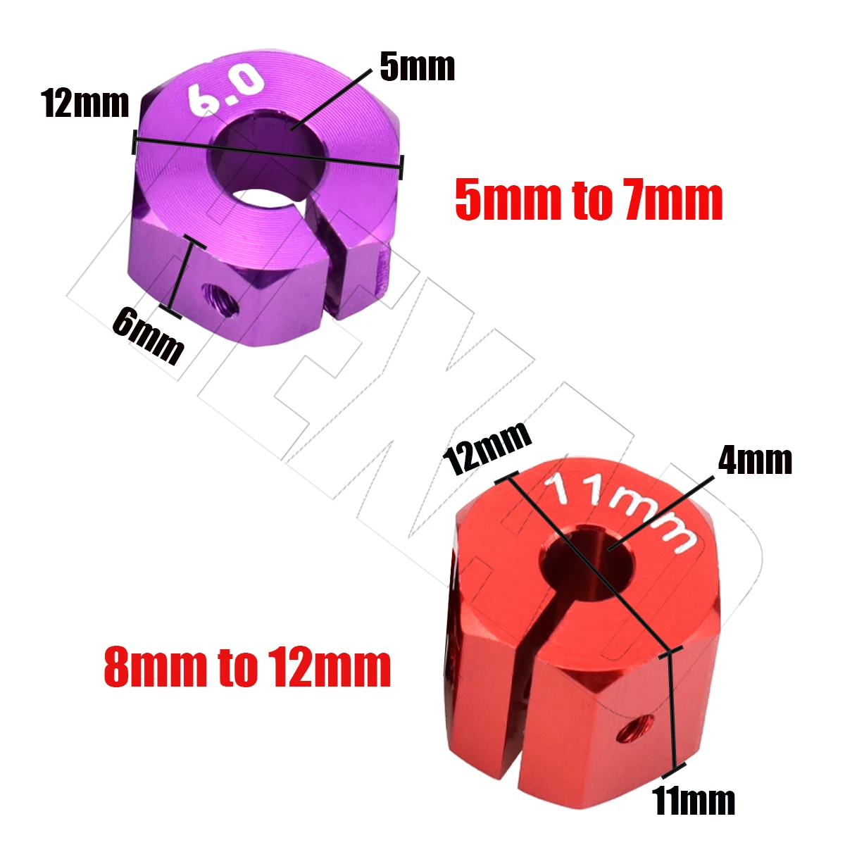 Aluminum 5/6/7/8/9/10/11/12mm Adapter Hex 12mm Drive Hub with Pin Screws for RC Auto Track Truck HSP HPI Tamiya Traxxas Slash 3