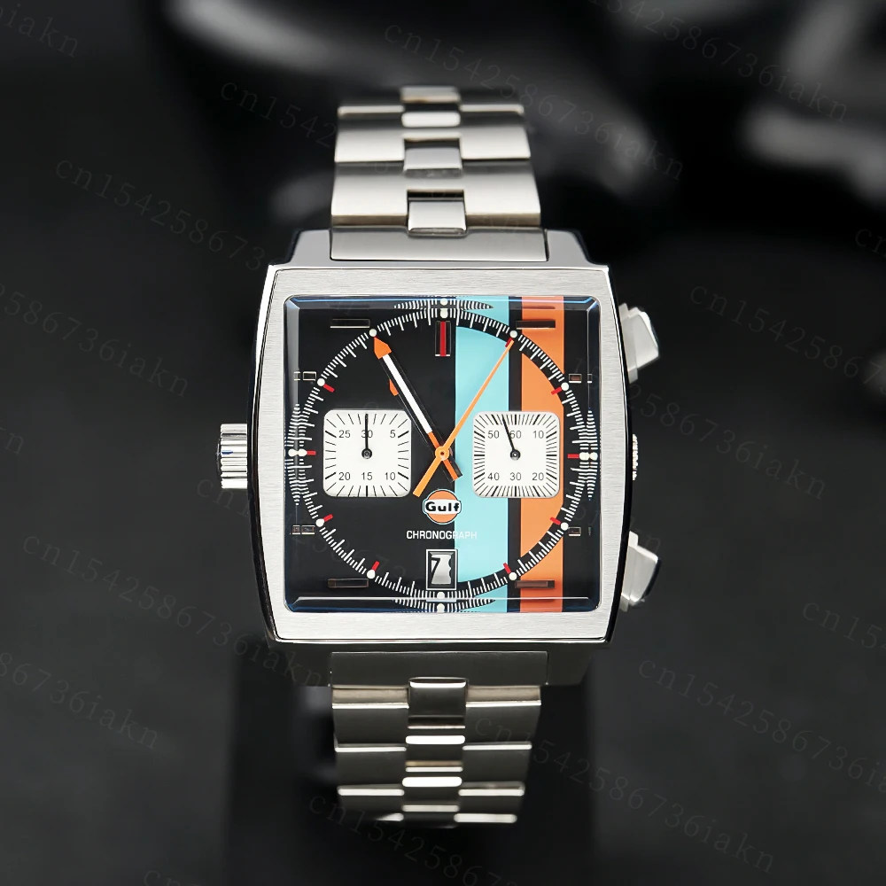 2022 Fashion New Square Color Bar 37mm Men's Leisure Sports Sapphire Mirror Stainless Steel Material Waterproof Quartz Watch