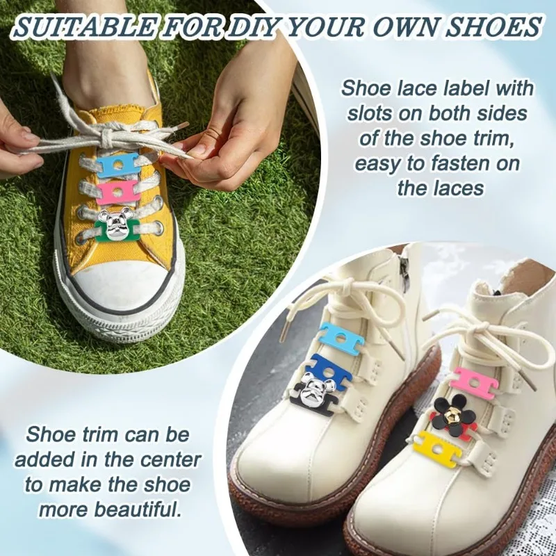 9 Colors Shoe Lace Charms Colorful Shoelaces Decorations Clips PVC Shoe Lace Tags 1.2x0.5x0.07 inch Shoelace Adapter DIY 36Pcs craft supplies