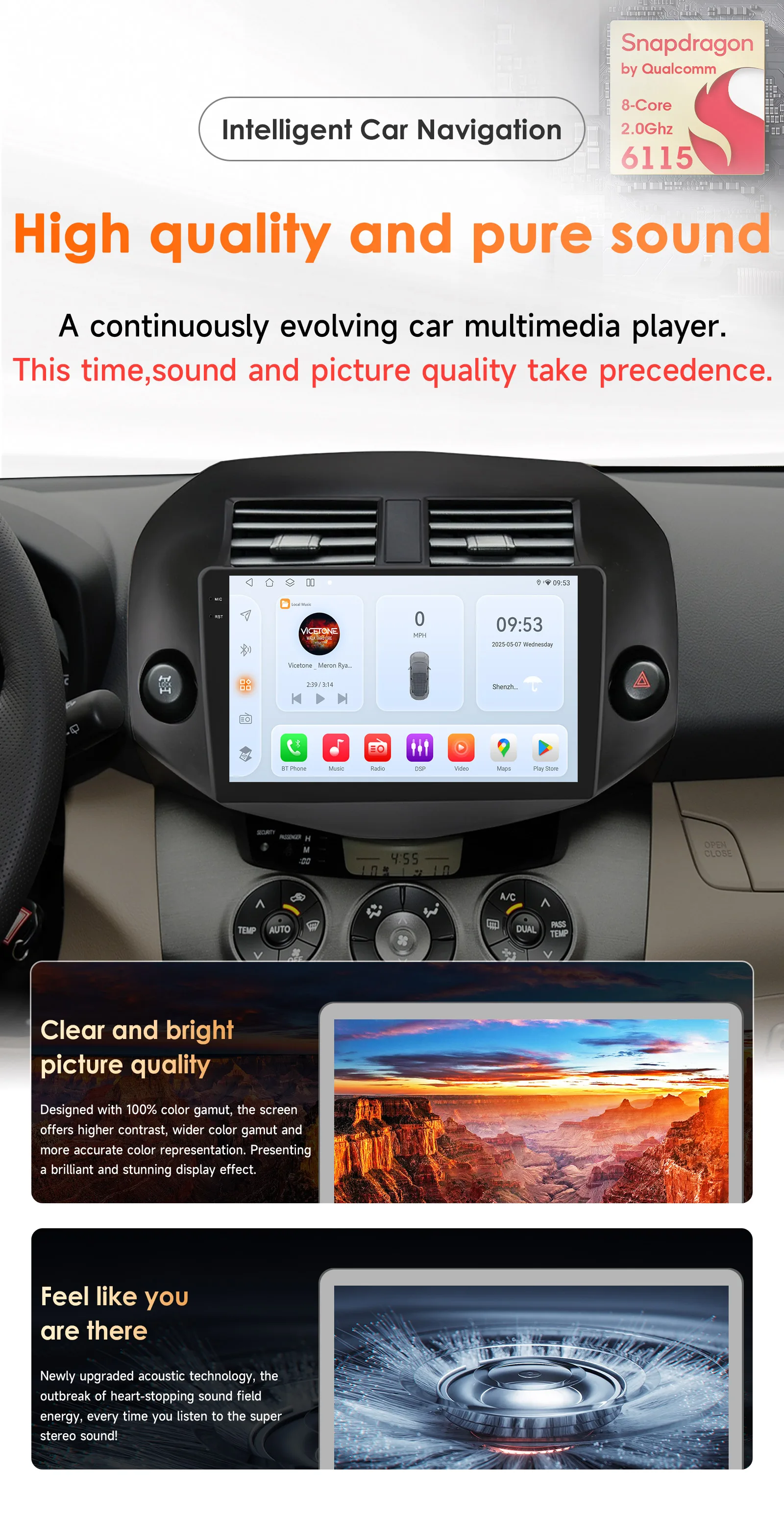 Hizpo 10,1 Zoll Carplay Auto Radio Multimedia Für Toyota RAV4 Rav4 2007-2011 GPS Navigation Autoradio Stereo 2din Andorid 4G + BT – Detail 3