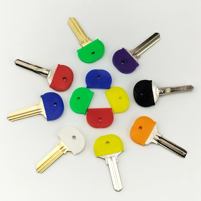 Silicone key cap covers elastic hollow keyring rings key case topper holder fashion bag organizer random colors 8Pcs/Set key case