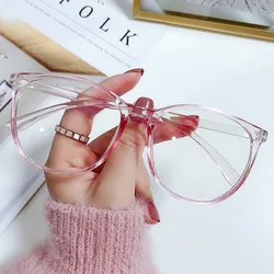 Unisex Transparent Round Anti Blue Light Glasses (Pink)