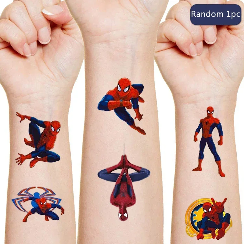 

Disney Spiderman Tattoo Sticker Children's Birthday Party Decora Disney Marvel Sticker Action Figure Sticker Cartoon Kids Gift