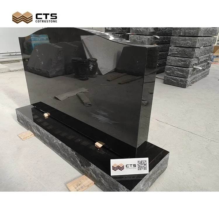 Cemetery Graves Design American Style Headstone Polished Indian Black Granite Monument