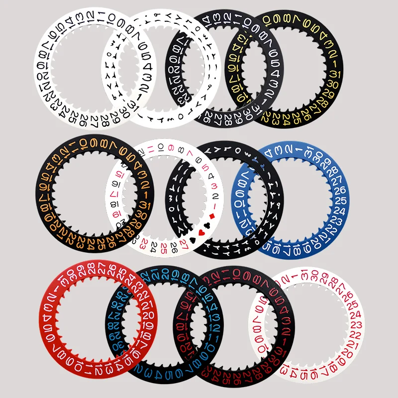 Automatic Mechanical Day Date Dial Wheel - Red, Blue, Black 세트