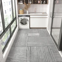 Striped PVC Kitchen Carpet Living Room Non-slip Leather Rugs Thick Entrance Door Mat Balcony Waterproof Oil-proof Large Area Rug 2