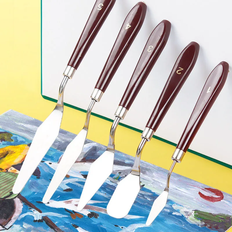 

5Pcs/Set Stainless Steel Oil Painting Knives Artist Crafts Spatula Palette Knife Oil Painting Mixing Knife Scraper Art Tools