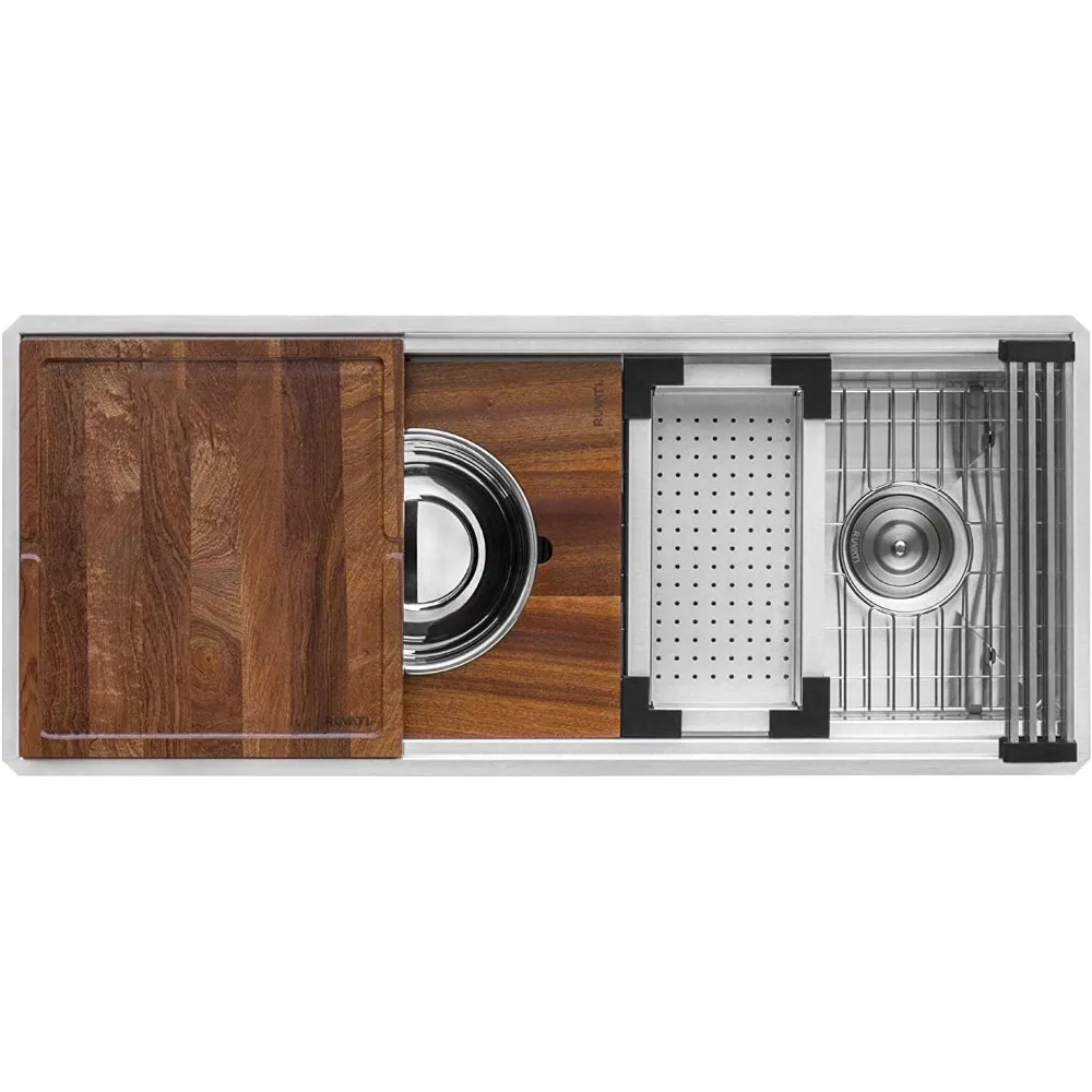 Silver kitchen sink 45-inch Workstation Ledge Kitchen Sink Undermount 16 Gauge Stainless Steel kitchen  sink  stainless 5