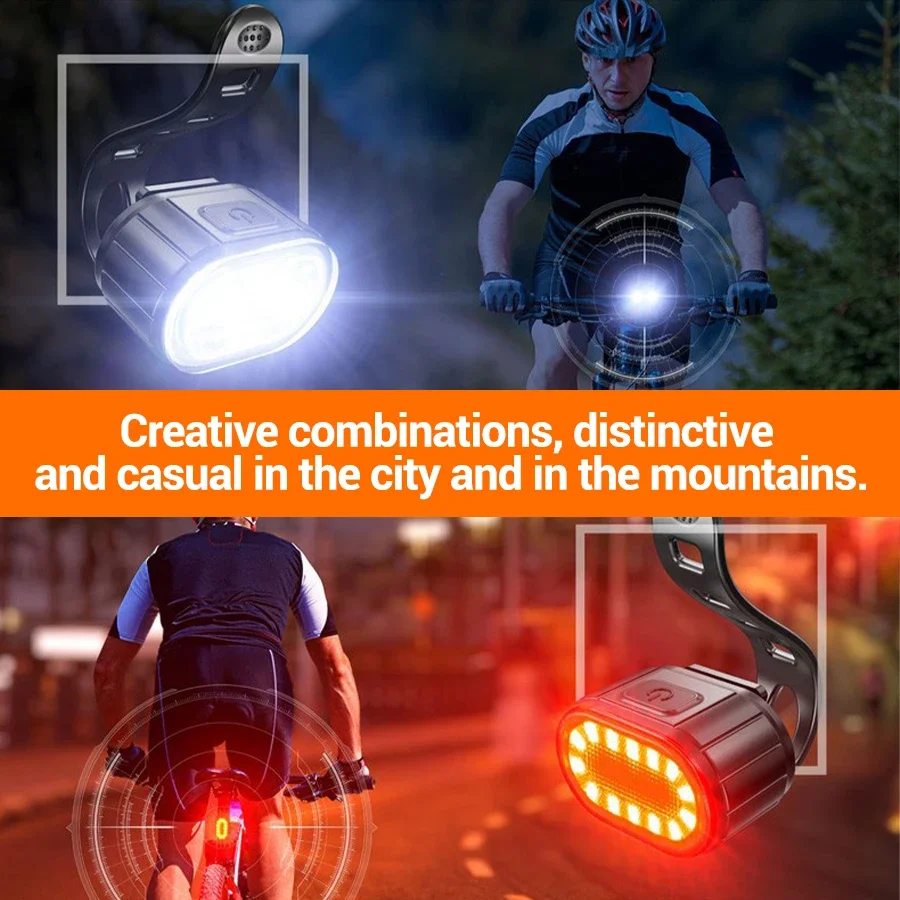 Set di luci anteriori e posteriori per bicicletta, faro a LED ricaricabile, fanale posteriore, proiettore portatile per ciclismo su strada in montagna, guida notturna - immagine 5