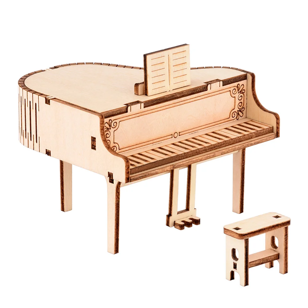 

1 Set DIY Handmade Assembled Music Box 3D Piano Wooden Puzzle Toy for Kids