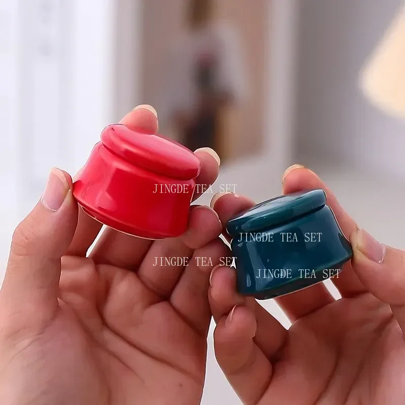Creativity Ceramics Tea Caddy Tieguanyin Storage Tank Portable Travel Tea Box Sealed Coffee Powder Tea Jar Spice Organizer