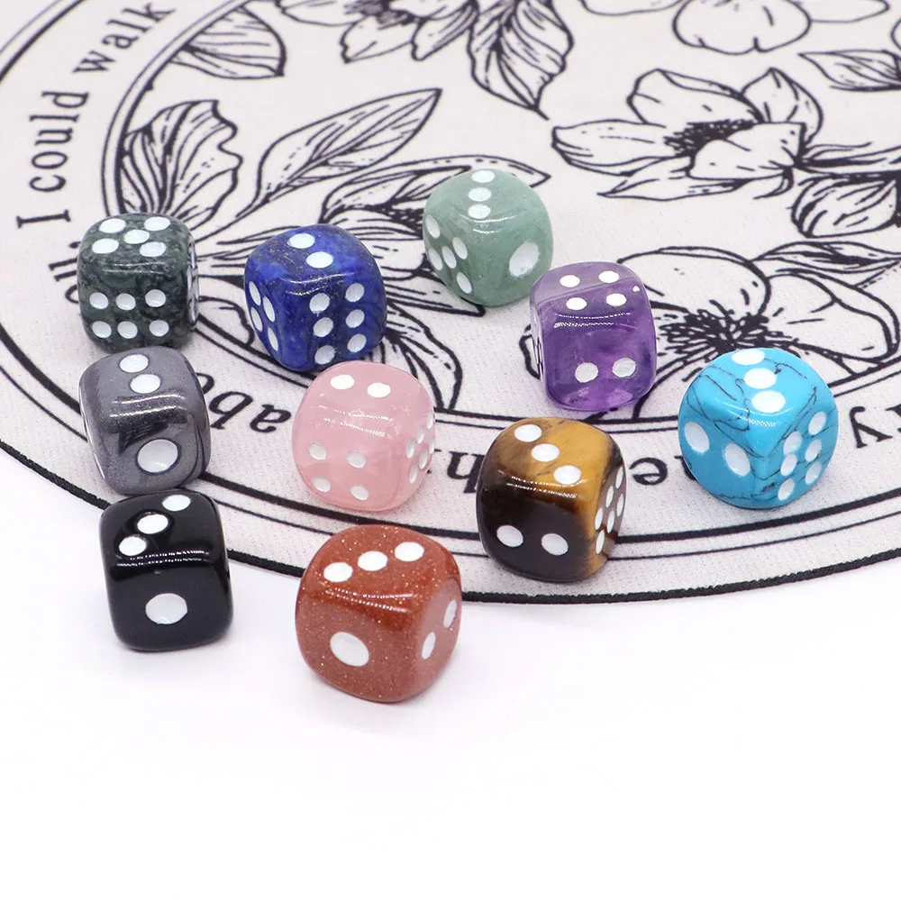 15MM D6 Dice Toy Number Game Natural Crystal Stone Amethyst Rose Quartz Sieve Party Magic Props Board Gag Novelty Room Decor images - 6