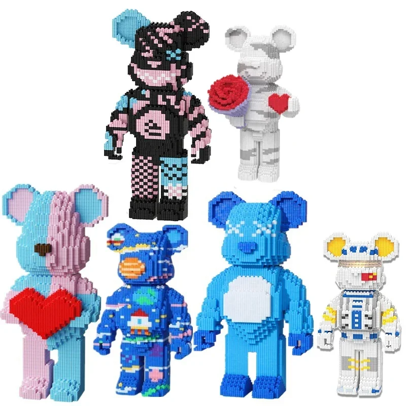 30cm Cartoon Love Violent Bear Building Kids Toys DIY Mini Model Building Block Micro Bricks Children Christmas Birthday Gift - 2