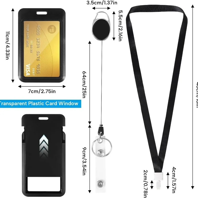 Plastic Badge Holder Working Permit Case with Badge Reel Clip Lanyard for Staff Pass ID Card id card holder id card case wallet card holder card holder credit card holder
