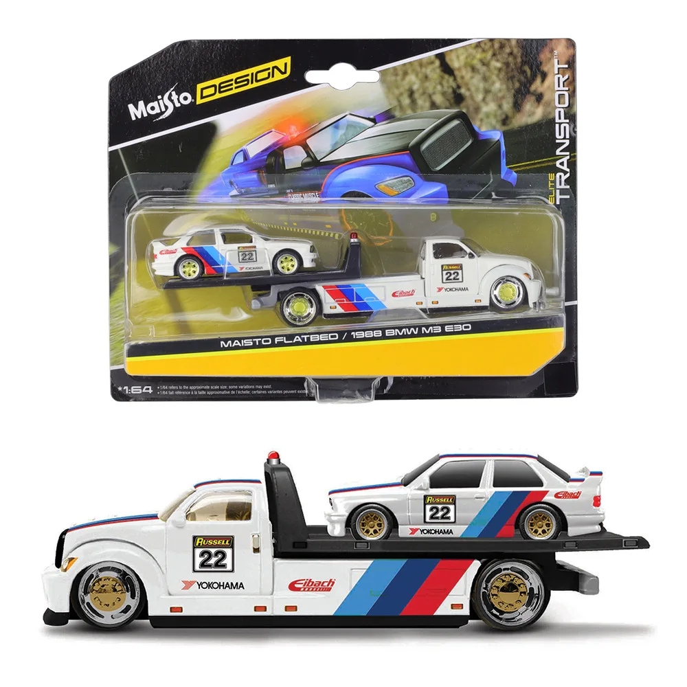 Maisto 1:64 1988 Bmw M3 M 3 E30 E 30 플랫 베드 트럭 세트 다이..