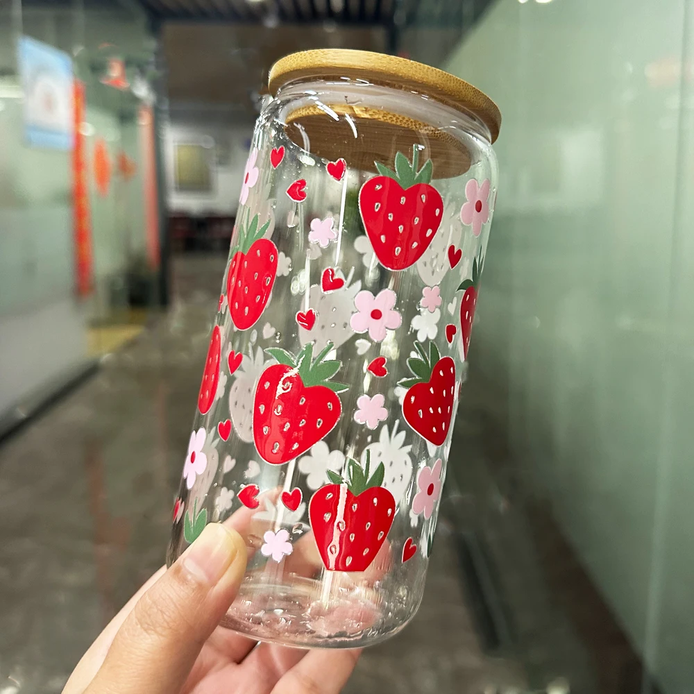 맞춤형 인쇄 전사 라벨, 16 OZ UV DTF 리브비 컵 랩, 투명 백 DIY 3D 전사 스티커 데칼, 저렴한 가격, 500 개 도매