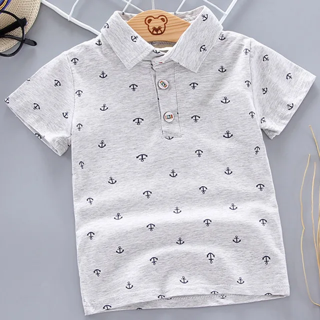 2022 Summer Baby Boys Polo Shirts Short Sleeve Anchor Lapel Clothes for Girls Odell Cotton Breathable Kids Tops Outwear 12M-5Y D