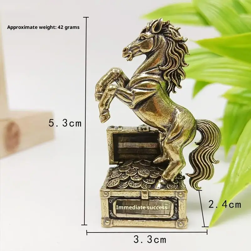 1Pcs Zodiac Horse Statue Ornament Gifts Brass Horse Feng Shui Horse Figurine Miniatures Crafts Office Home Decor Accessory